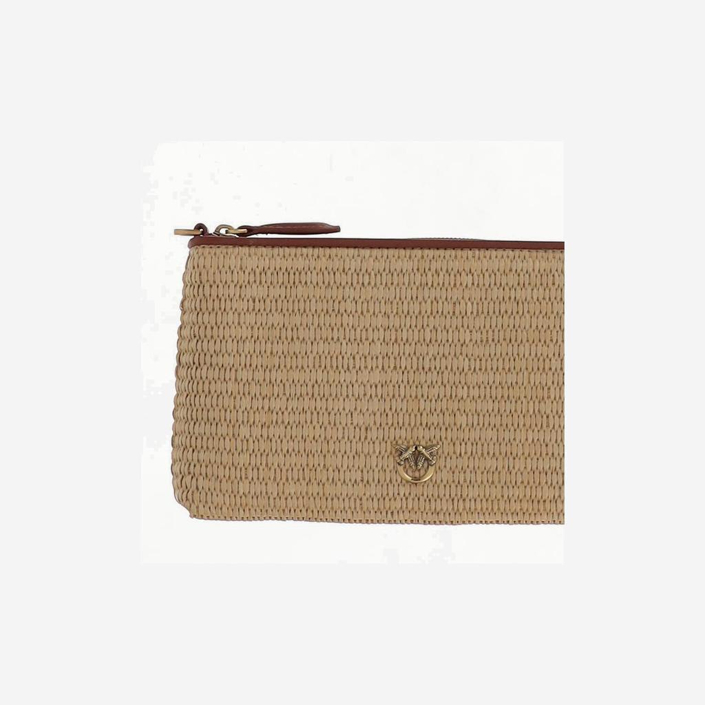 PINKO Flat Shoulder Bag Made Of Raffia