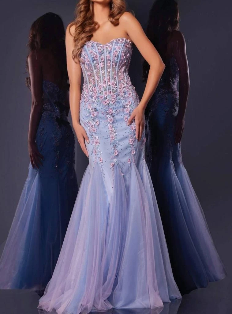 Jovani Jovani - Floral Embellished Corset Prom Dress 2