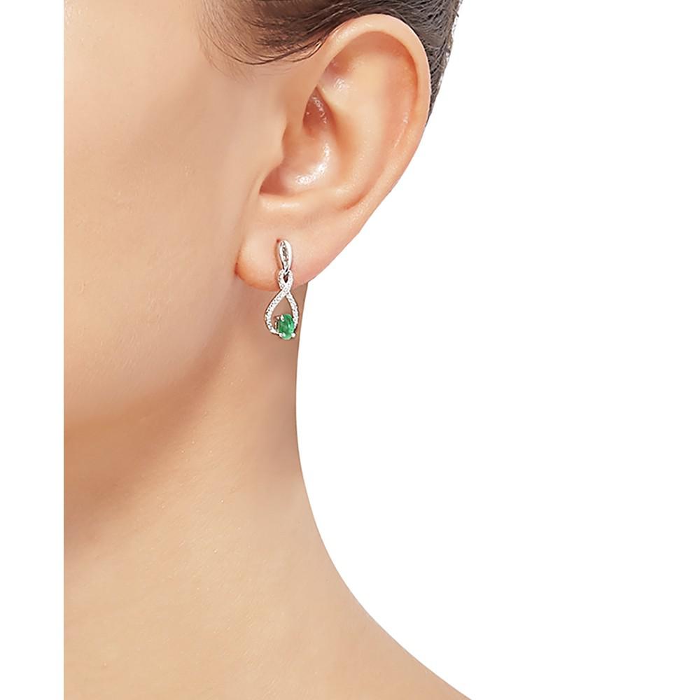 Macy's 2-Pc. Set Sapphire (1-1/3 ct. t.w.) & Diamond (1/20 ct. t.w.) Pendant Necklace & Matching Drop Earrings in Sterling Silver (Also in Emerald)