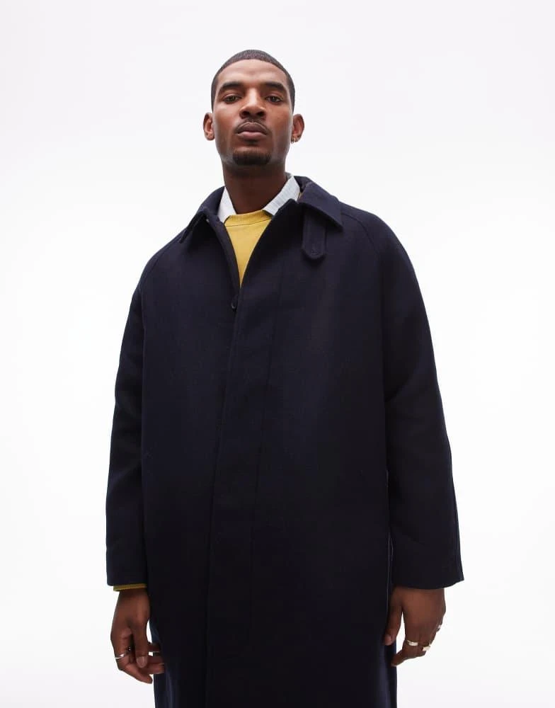 Topman Topman car coat in navy 3