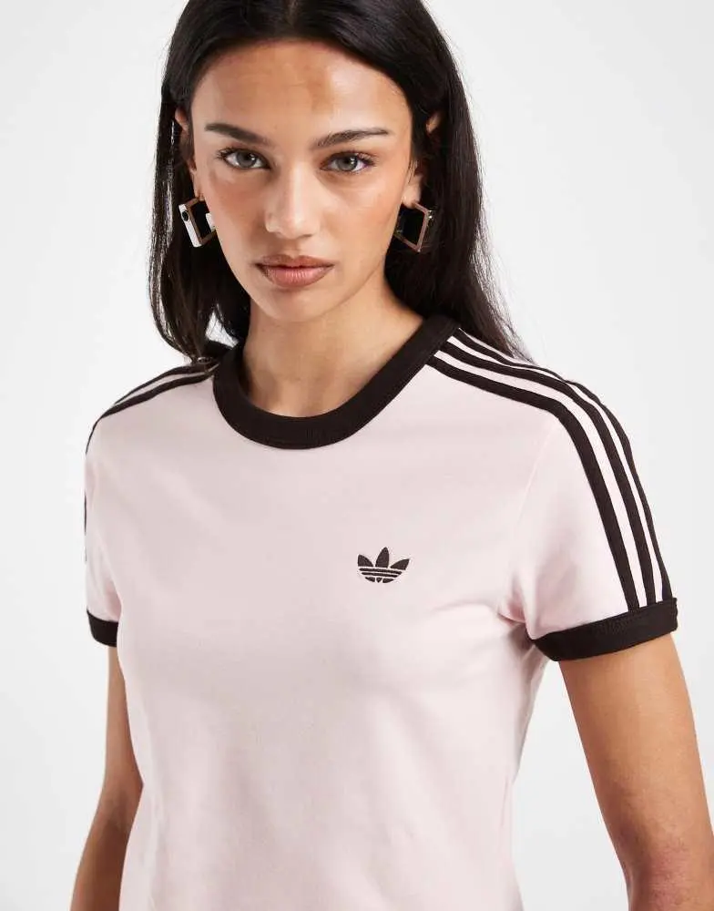 Adidas adidas Originals slim fit t-shirt in light pink and brown