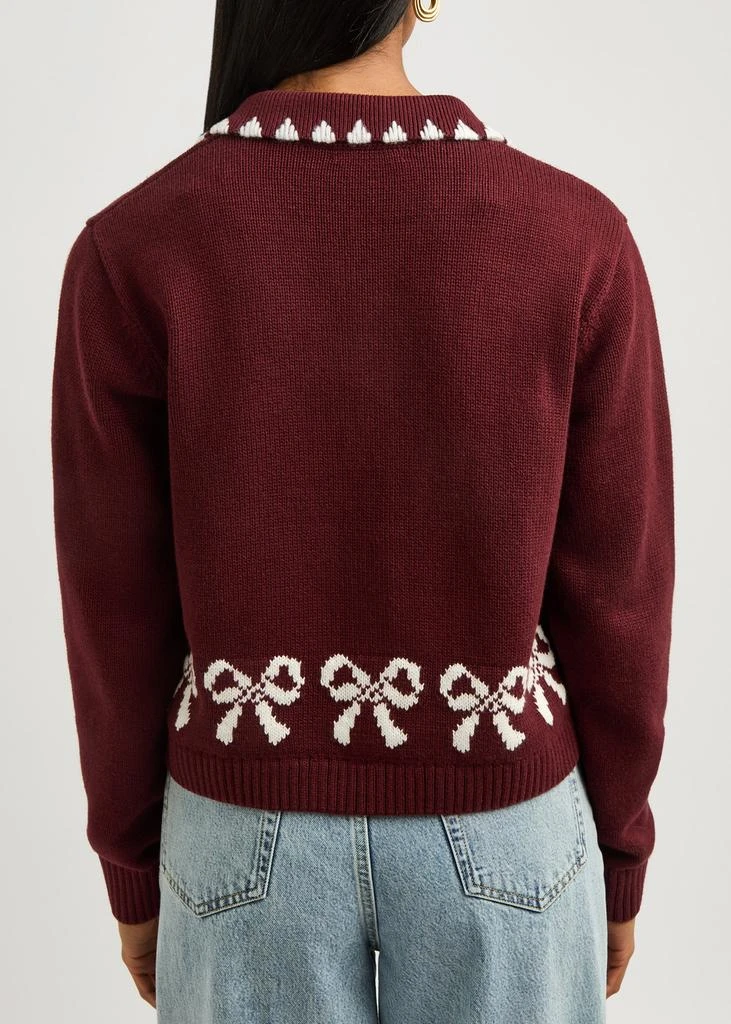 Kitri Polly bow-intarsia cotton-blend cardigan 3