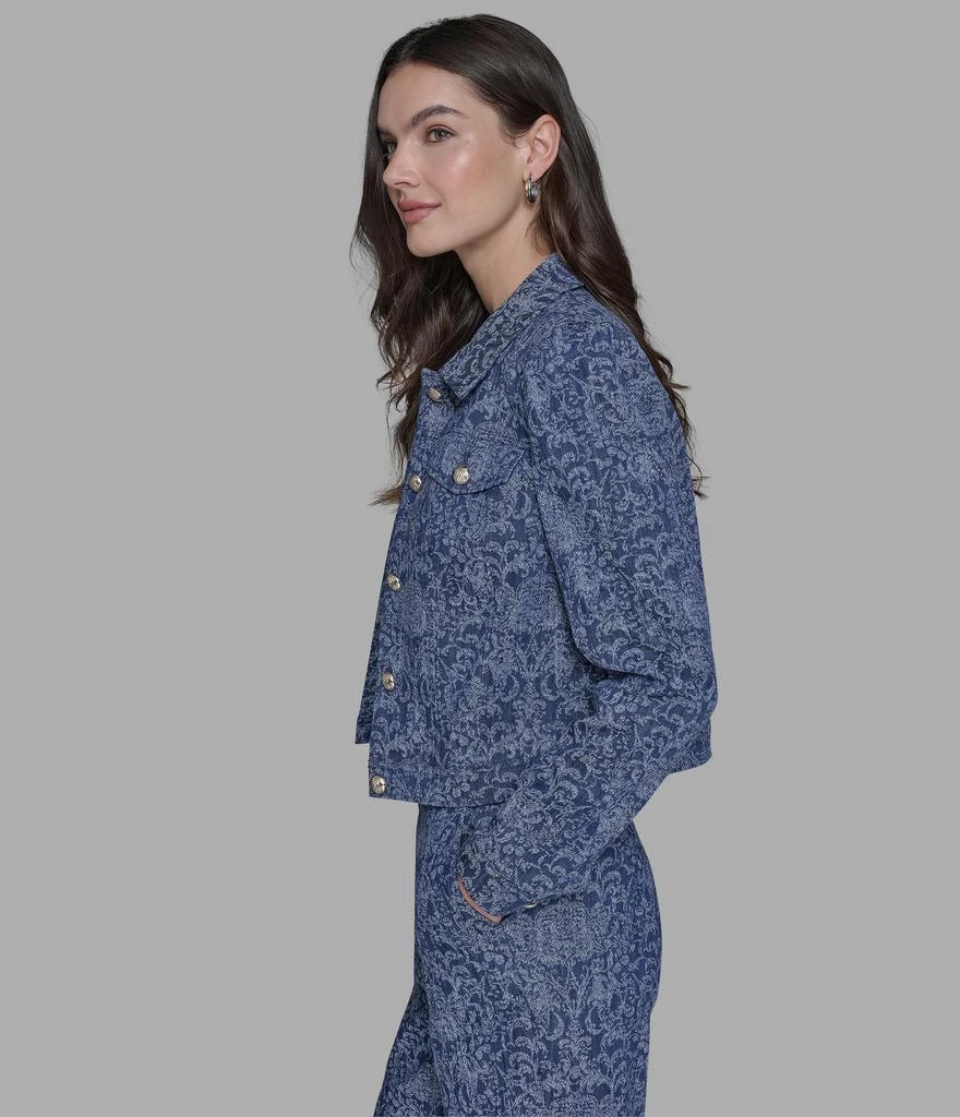 Karl Lagerfeld Paris BROCADE PRINT DENIM JACKET 4