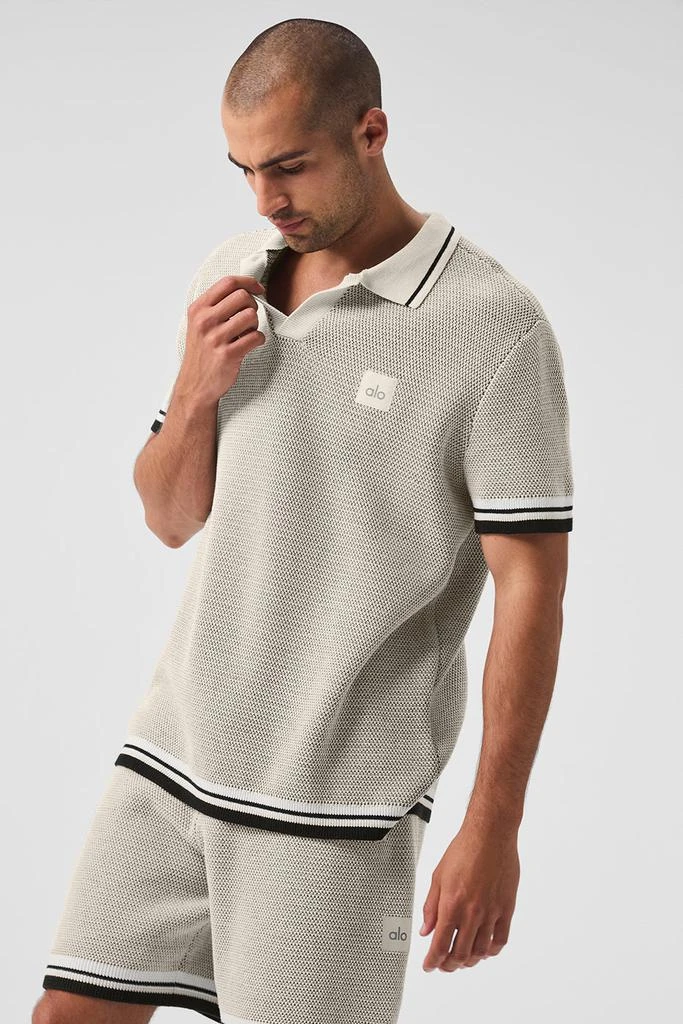 Alo Sports Club Sweater Knit Polo - Bone 1