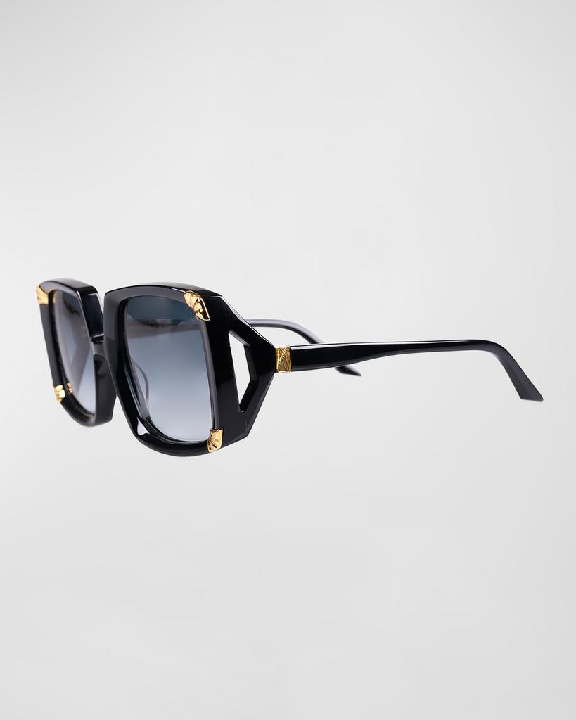 Anna-Karin Karlsson Strawberry Moon Square Black Acetate & Gold-Plated Steel Sunglasses