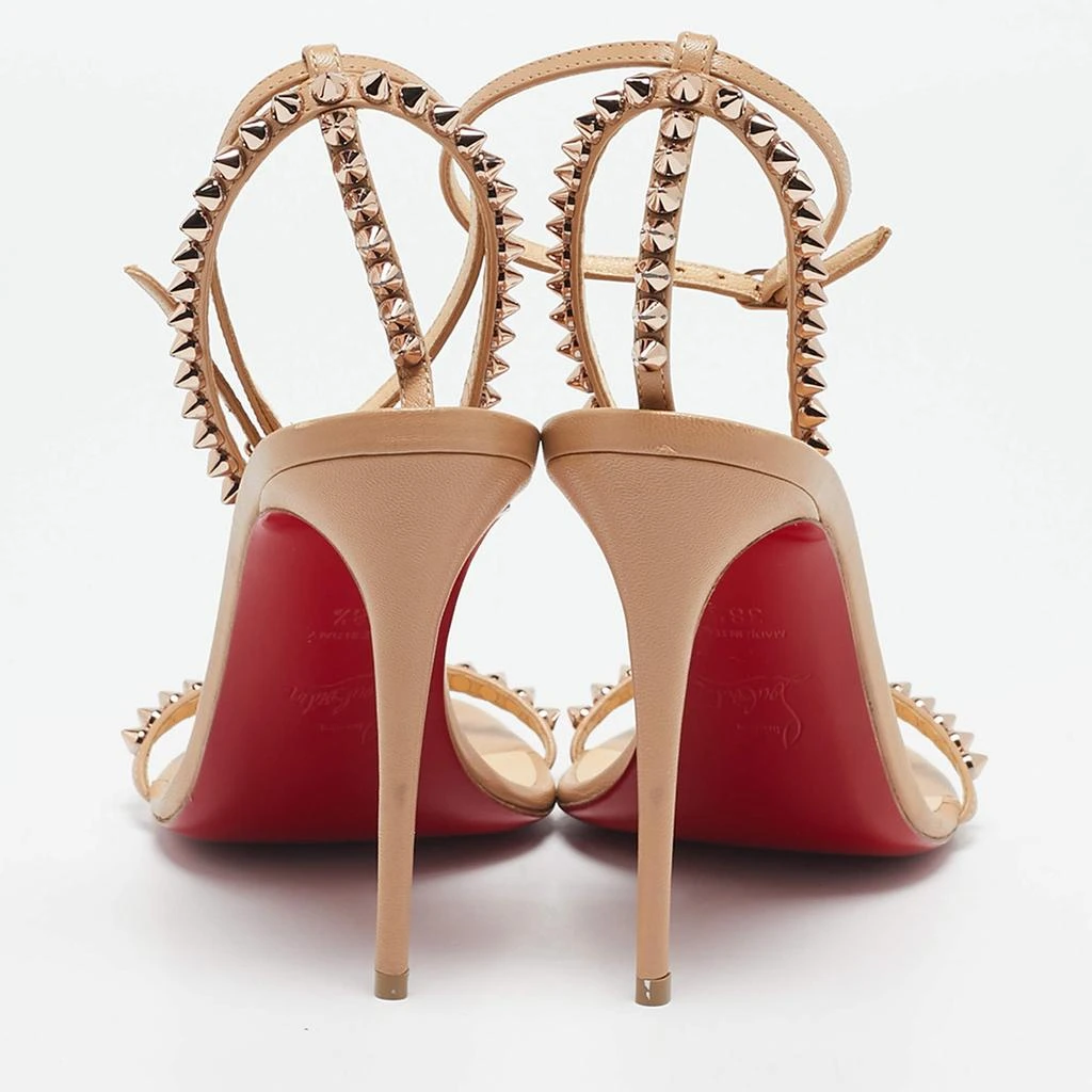 Christian Louboutin Christian Louboutin Beige Leather Loubi Queen Ankle Strap Sandals Size 38.5 5