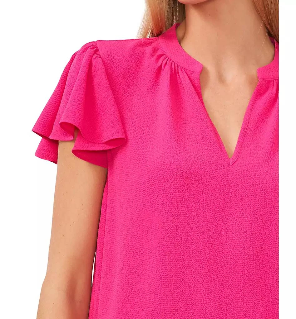 CeCe Women's Short Ruffled Sleeve Solid V-Neck Blouse 3