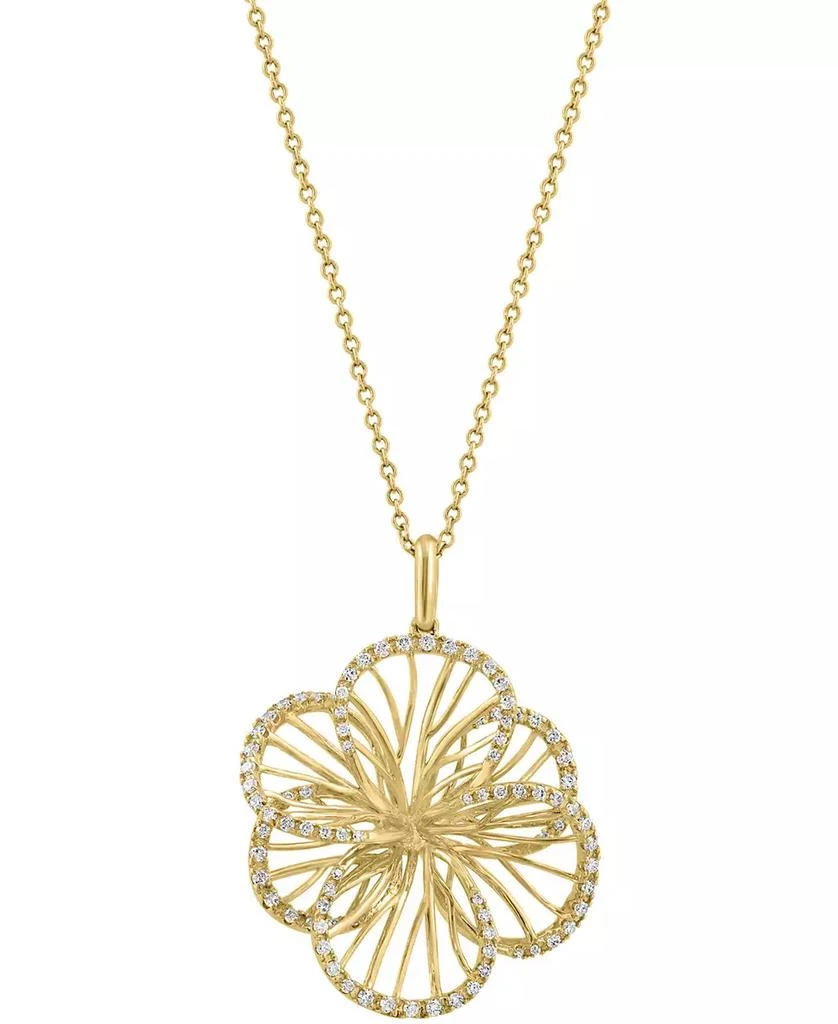 Effy EFFY® Diamond Border Openwork Flower Pendant Necklace (3/8 ct. t.w.) in 14k Gold, 17" + 1" extender 3