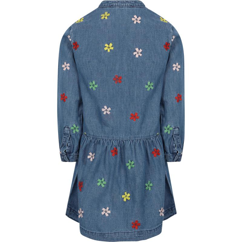 Stella McCartney Floral embroidery denim dress in blue