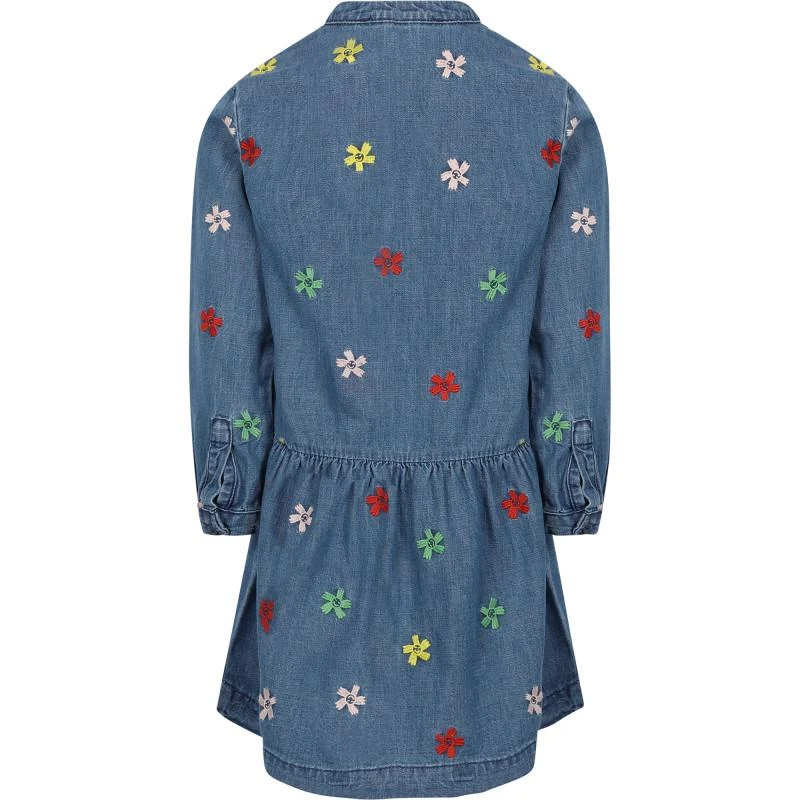 Stella McCartney Kids Floral embroidery denim dress in blue 2