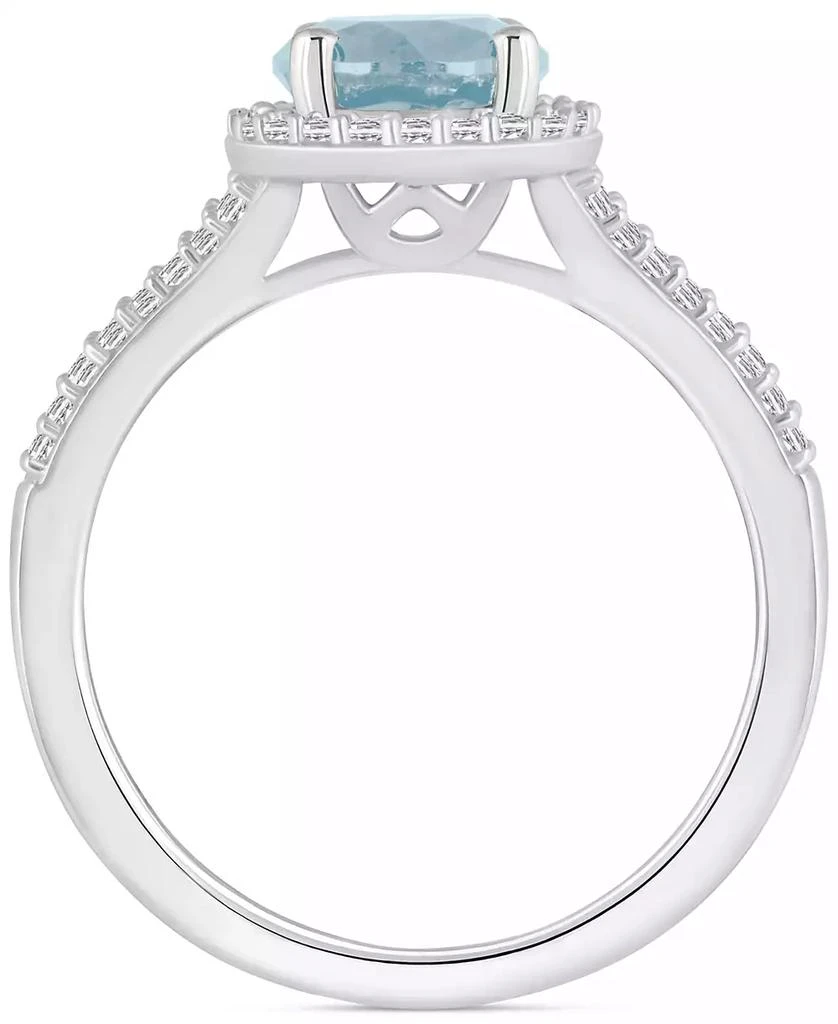 Macy's Aquamarine (1-1/4 ct. t.w.) & Diamond (1/4 ct. t.w.) Halo Split Shank Ring in Sterling Silver 3