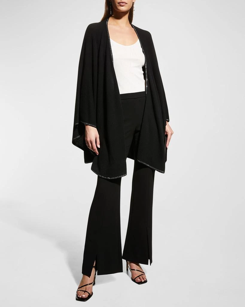 Sofia Cashmere Jersey-Knit Cashmere Cape with Stone Placket 3