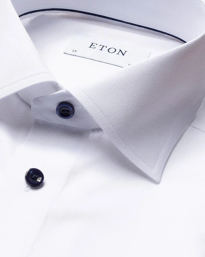 Eton Classic Fit Twill Shirt with Navy Details 2