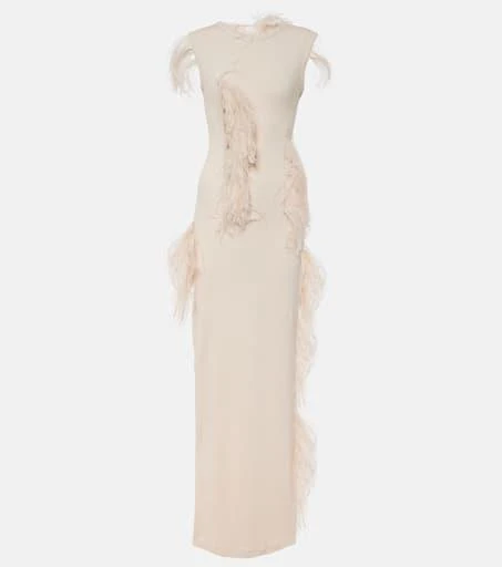 Acne Studios Essica feather-trimmed cotton-blend maxi dress 1