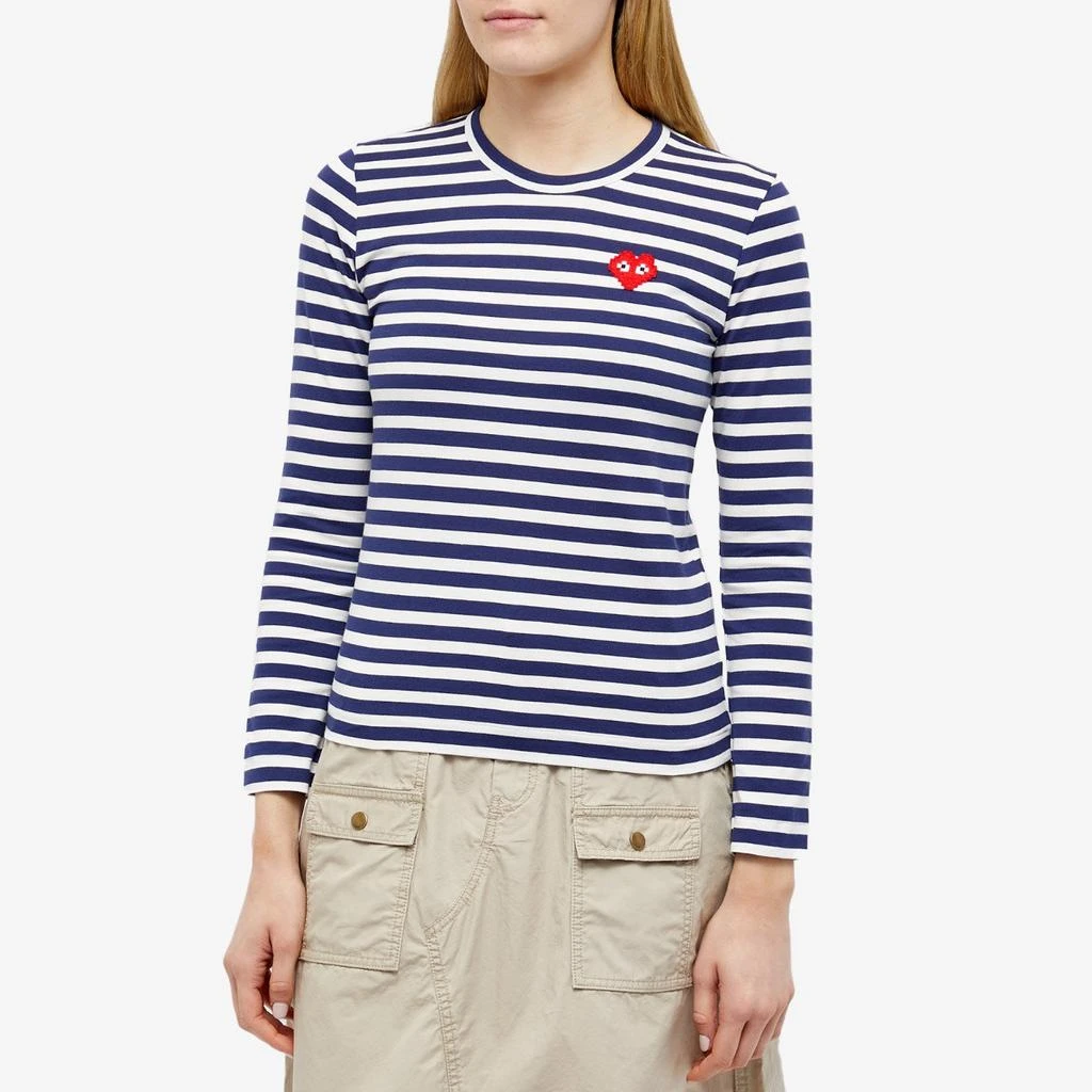 Comme des Garcons Comme des Garçons Play Invader Heart Stripe Long Sleeve T-Shirt 2