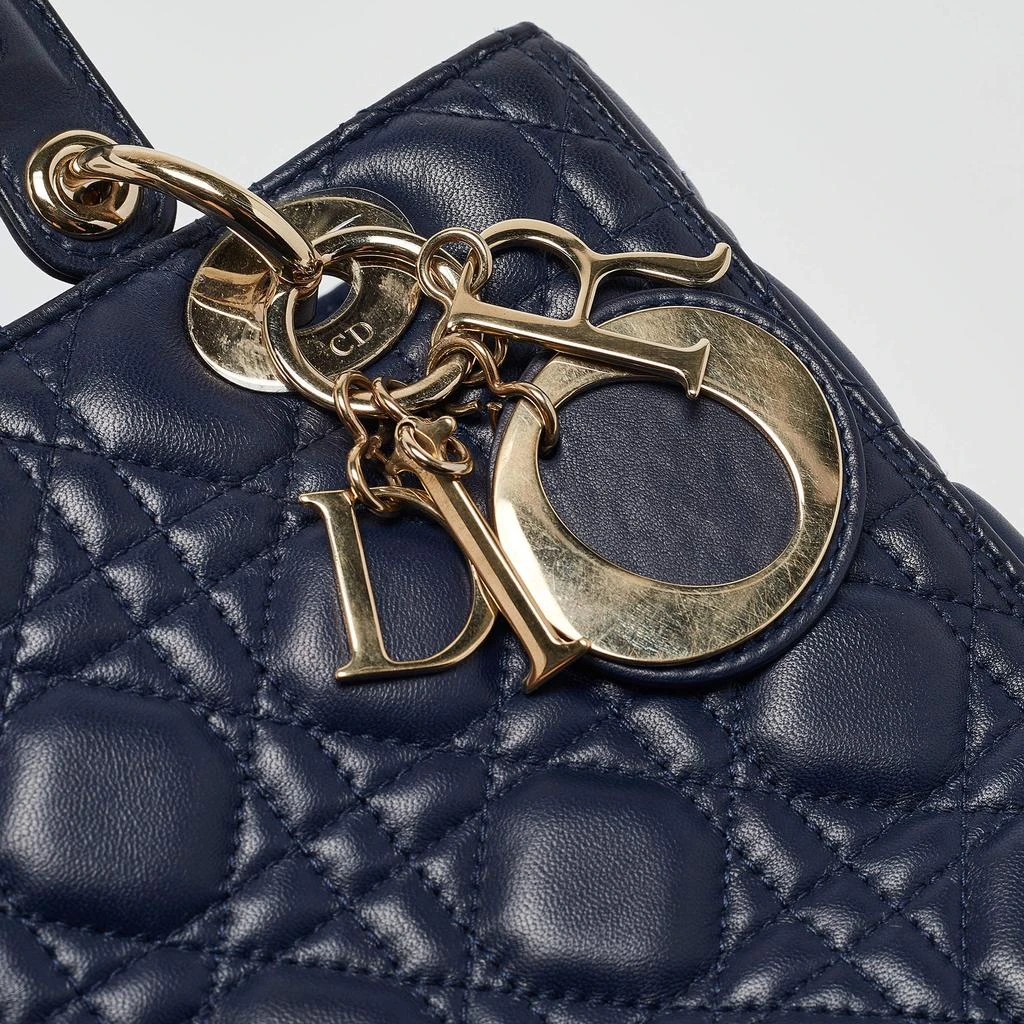Dior Dior Navy Blue Cannage Leather Medium Lady Dior Tote 6