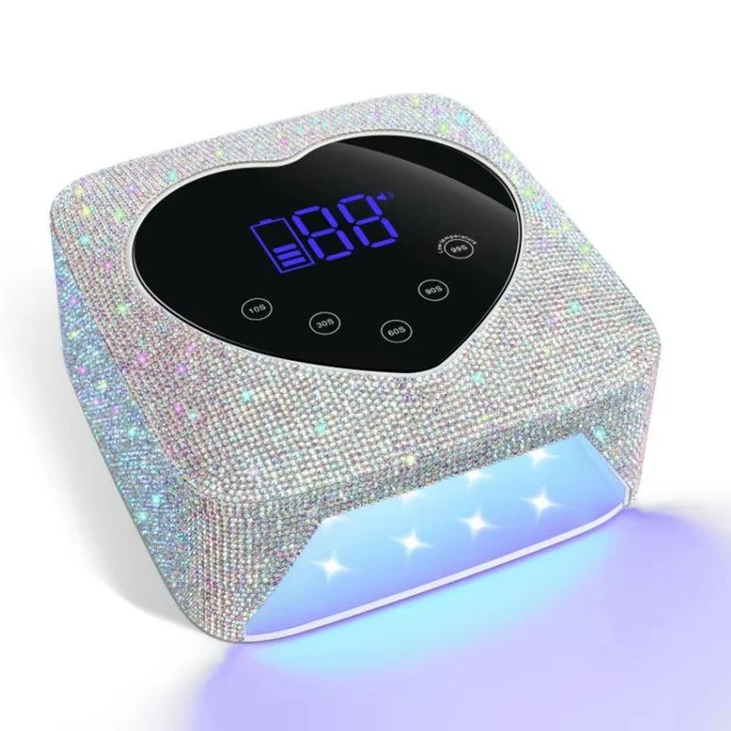 ERUULE 72W Cordless Rechargeable UV LED Nail Lamp with Rhinestone Heart Design for Manicure and Pedicure Tools 1