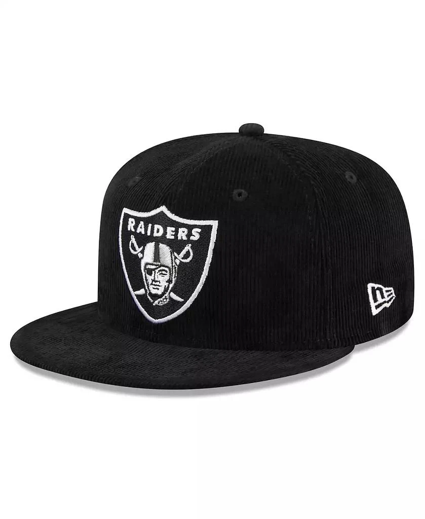 New Era Men's Black Las Vegas Raiders Throwback Cord 59FIFTY Fitted Hat 2