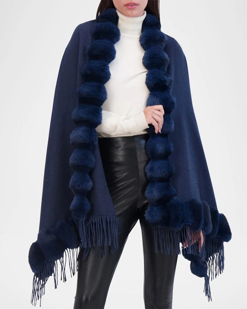 Theia Cashmere Blend Cape W/ Chinchilla-Like Trim 6