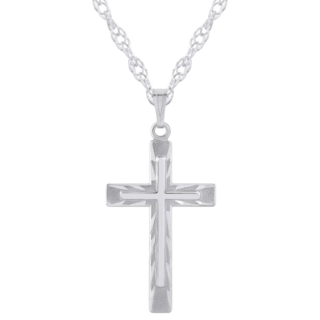 Glistening Jewels Sterling Silver Cross Pendant Necklace
