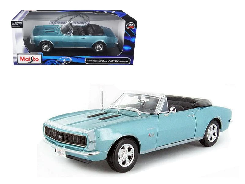 Maisto 1967 Chevrolet Camaro SS 396 Convertible Turquoise 1/18 Diecast Model Car by 1