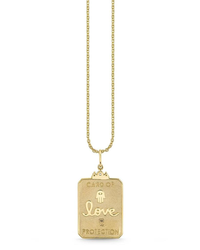 Sydney Evan 14K Yellow Gold Diamond 
Turquoise Eye Tarot Card Pendant Necklace, 16" 2