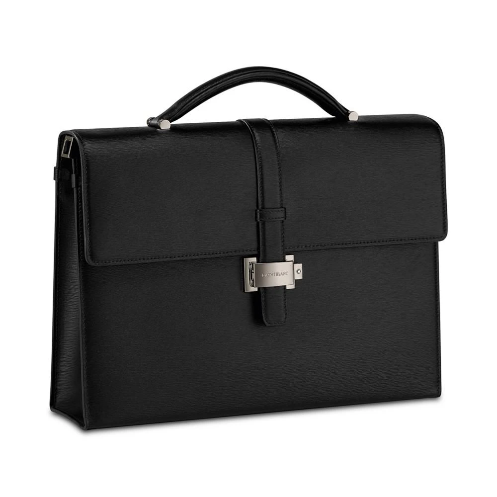 MontBlanc Men's Black Westside Leather Single-Gusset Briefcase Document Case 1