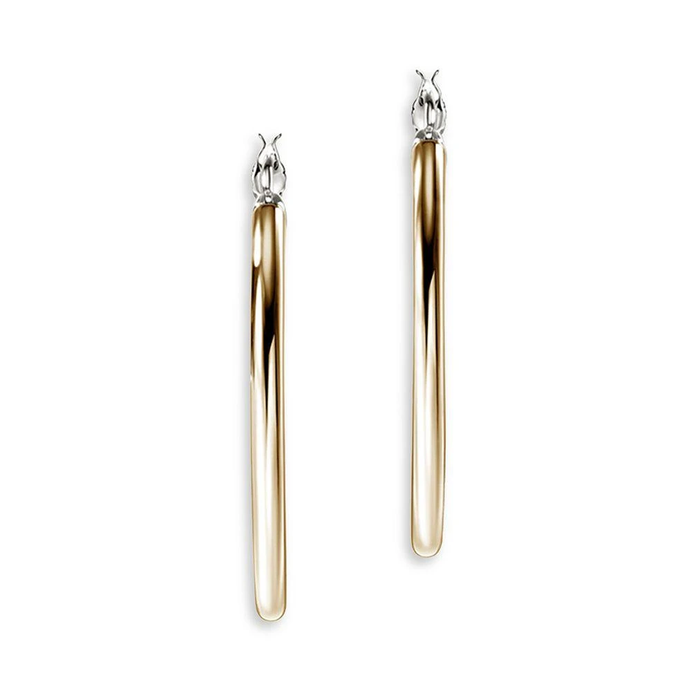 John Hardy 14K Yellow Gold 
Sterling Silver JH Essentials Hoop Earrings 1