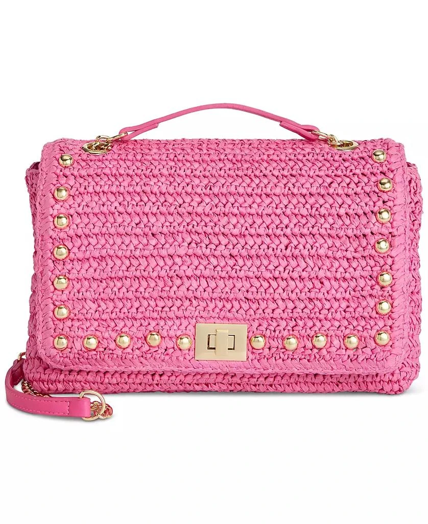 INC International Ajae Soft Crochet Straw Medium Studded Shoulder Bag, Created for Macy's 1