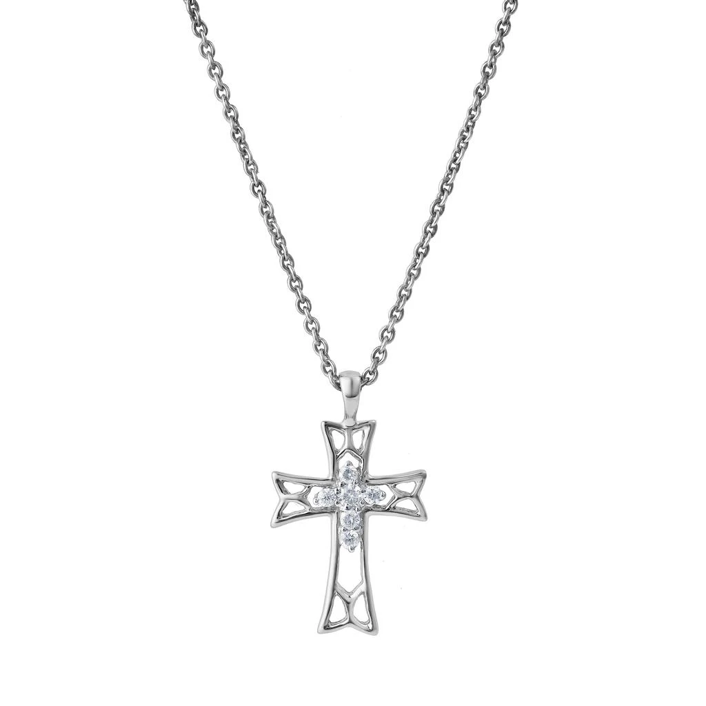 LuvMyJewelry Tranquila 10K Gold Diamond Cross Pendant - 0.05 CT