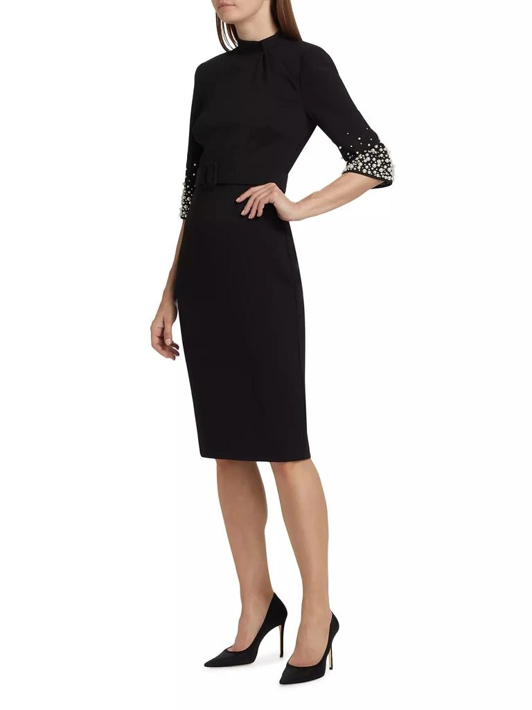 Badgley Mischka Pearl-Sleeve Cocktail Dress 4