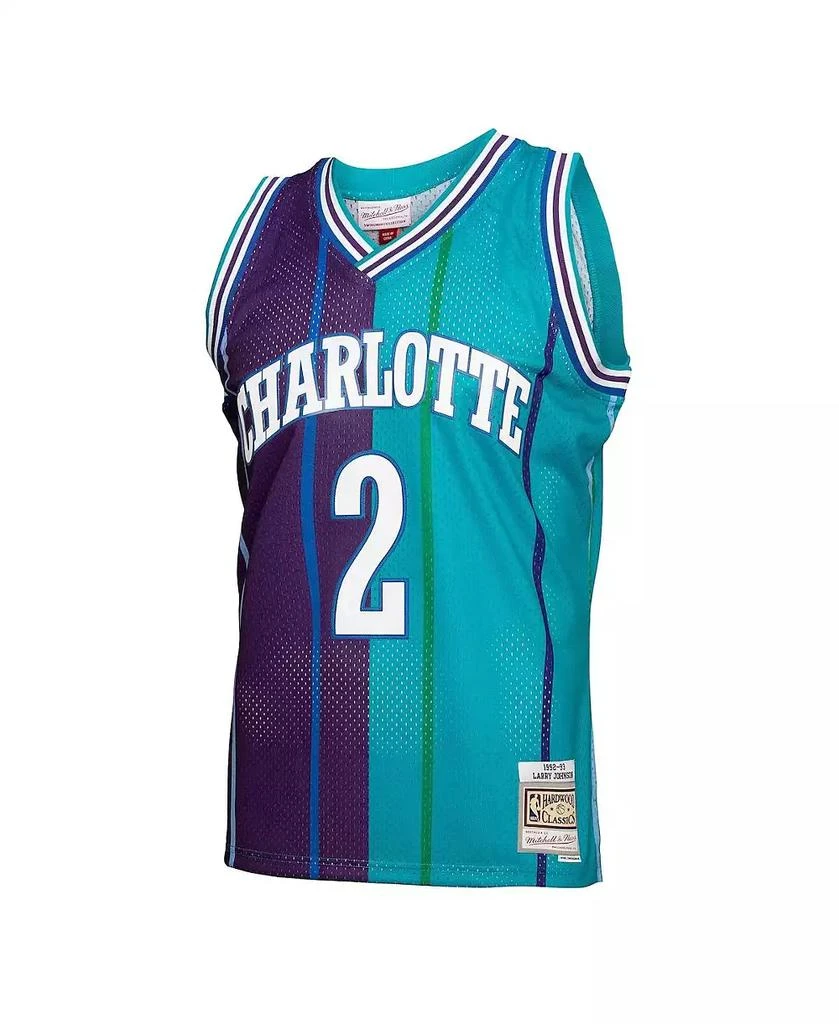 Mitchell & Ness Men's Larry Johnson Teal, Purple Charlotte Hornets Hardwood Classics 1992-93 Split Swingman Jersey 4