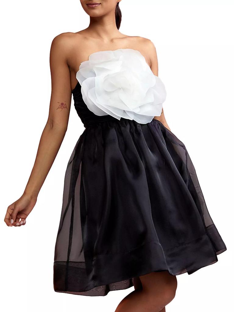 Cynthia Rowley Organza Flower Strapless Minidress