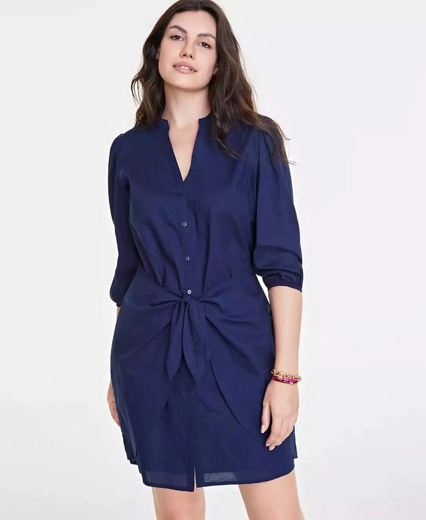On 34th Women's Cotton Tie-Front Shirtdress, Created for Macy's 3