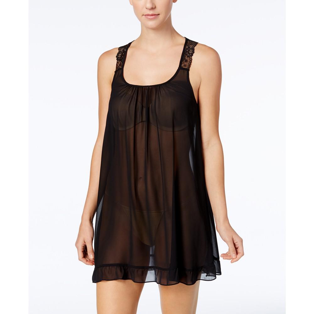 Linea Donatella Sheer Scoop Neck Chemise Lingerie Nightgown