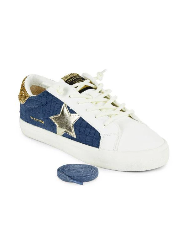 Vintage Havana Croc-Embossed Suede Star Platform Sneakers 6