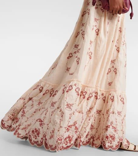 Agua by Agua Bendita Achiote Florero embroidered linen maxi dress 5