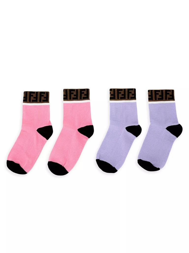 Fendi Kid's 2-Pack Logo Trim Socks 1