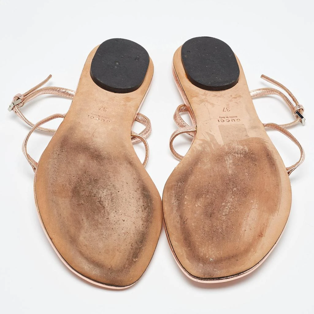 Gucci Gucci Metallic Leather Crystal Embellished GG Thong Flat Sandals Size 37 6