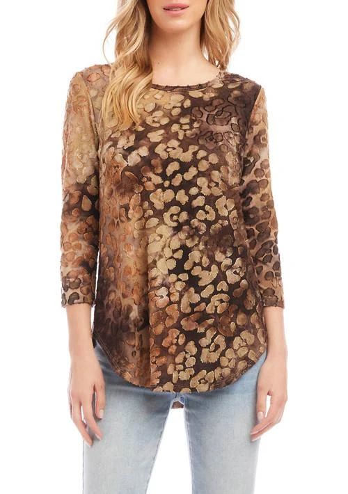Karen Kane Kane Womens Tie Dye Burnout Shirttail Top 1