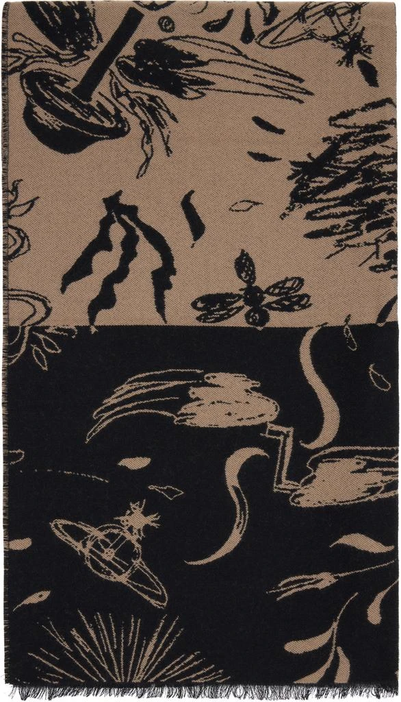 Vivienne Westwood Black 
Beige Check Board Stole Scarf