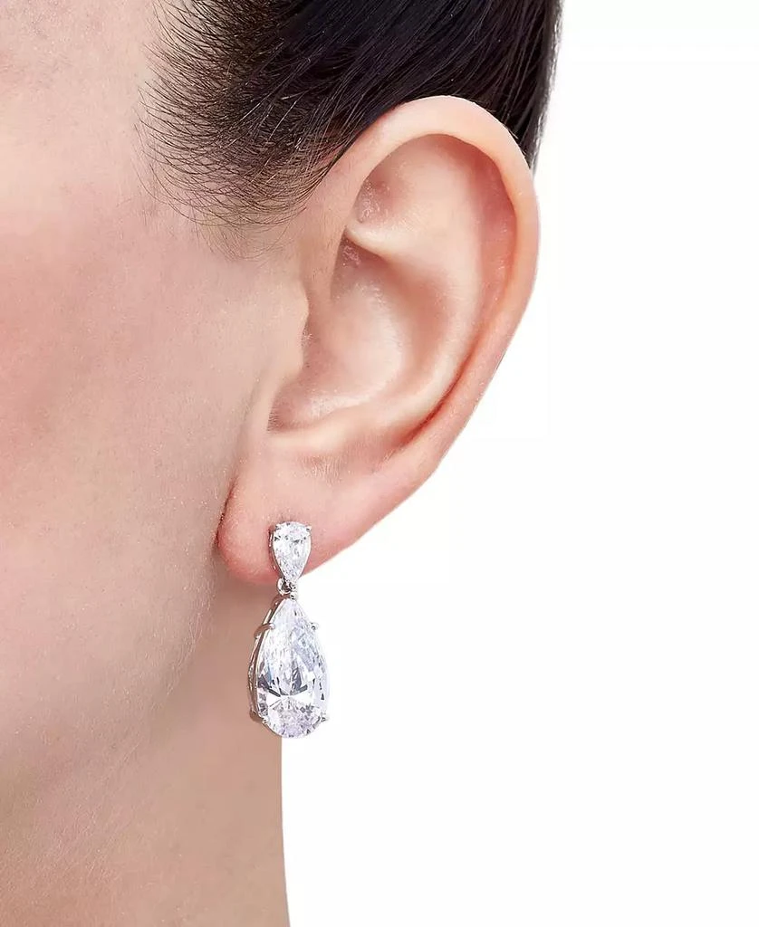 Arabella Cubic Zirconia Pear Drop Earrings in Sterling Silver 2