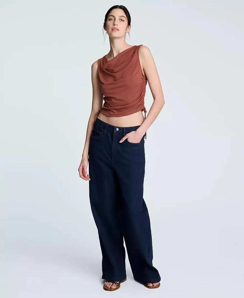 Kenneth Cole Women's Cowlneck Ruched Cropped Tank Top 2