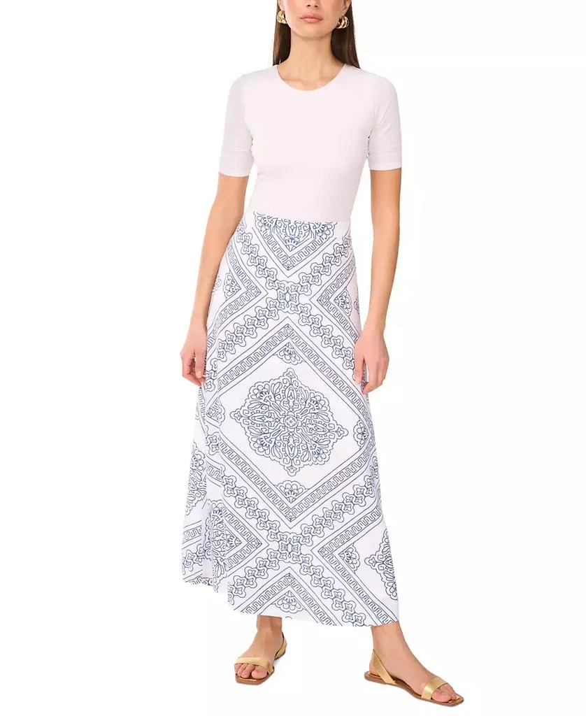 Vince Camuto Women's Linen-Blend A-Line Printed Maxi Skirt 3