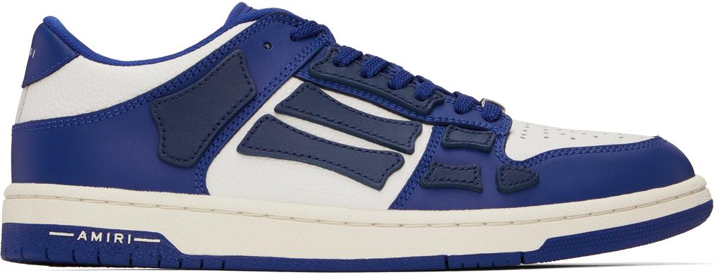 【関税込み】AMIRI ホワイト＆ブルー Skel-Top Low スニーカー Blue & White Skel Top Low Sneakers – On Sale Now with Up to