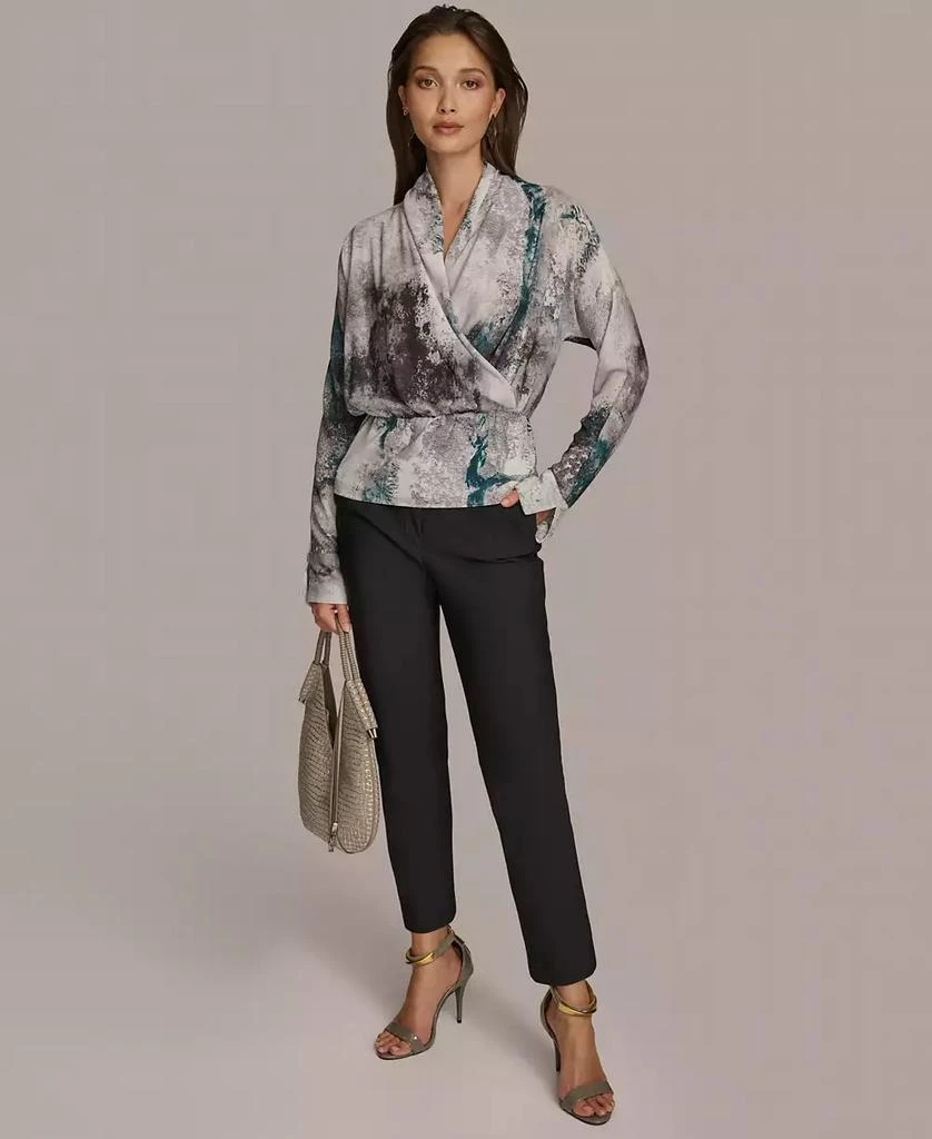 Donna Karan Donna Karan Women's Printed Faux-Wrap Long-Sleeve Top 4