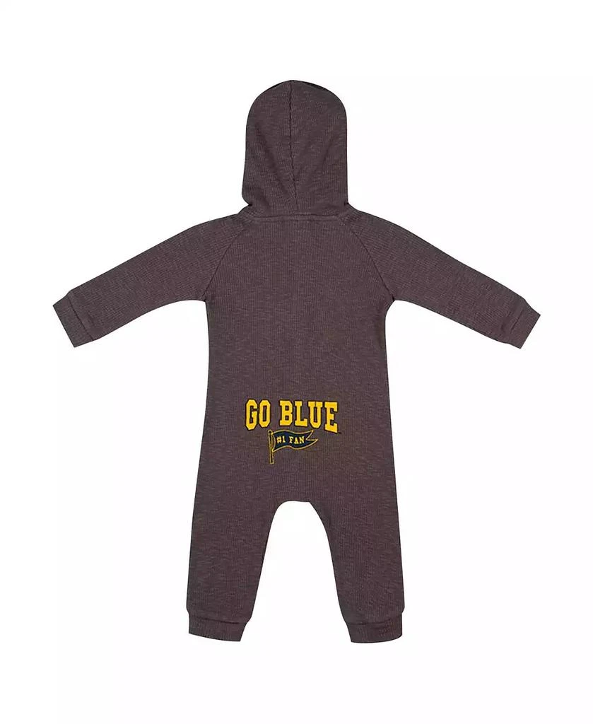 Colosseum Baby Boys and Girls Charcoal Michigan Wolverines Zando-Zan Waffle Full-Snap Hooded Romper 3