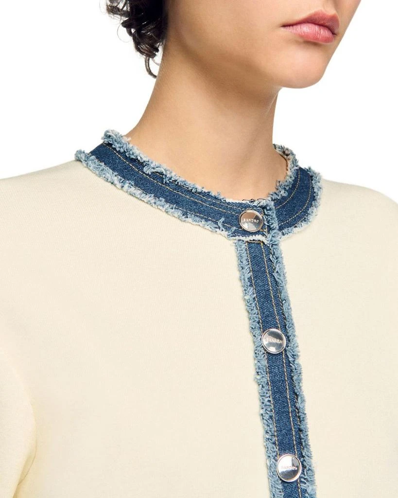 Sandro Cardigan with Denim Detail 4