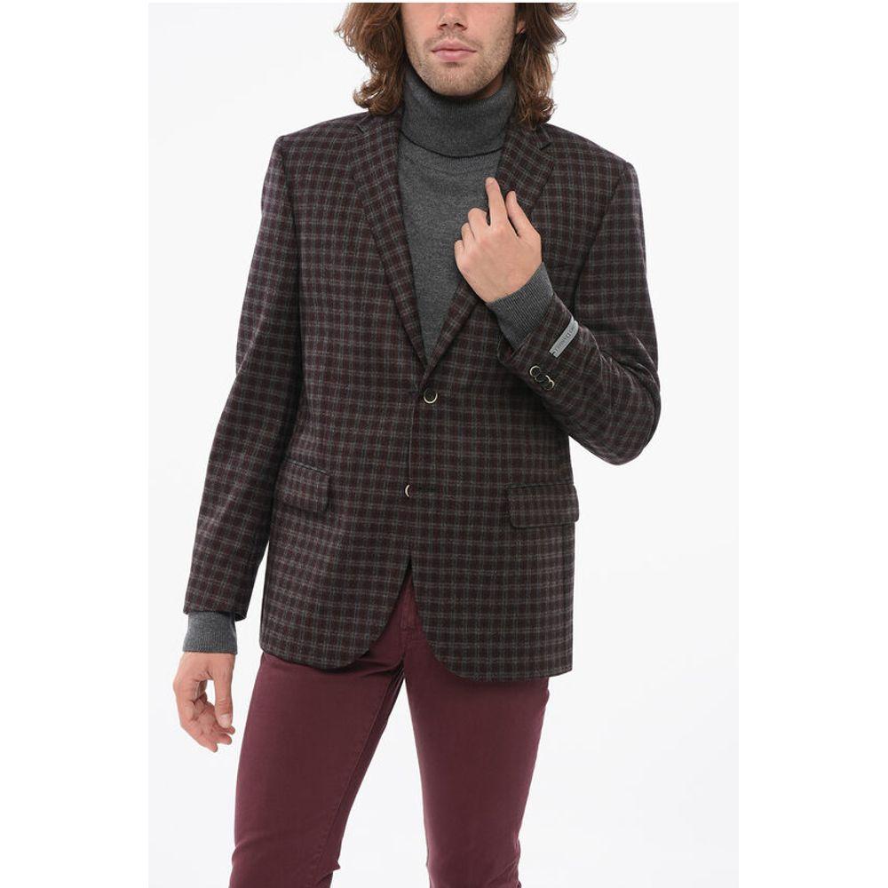 Corneliani CC Collection Virgin Wool Blazer with Check Men's Motif