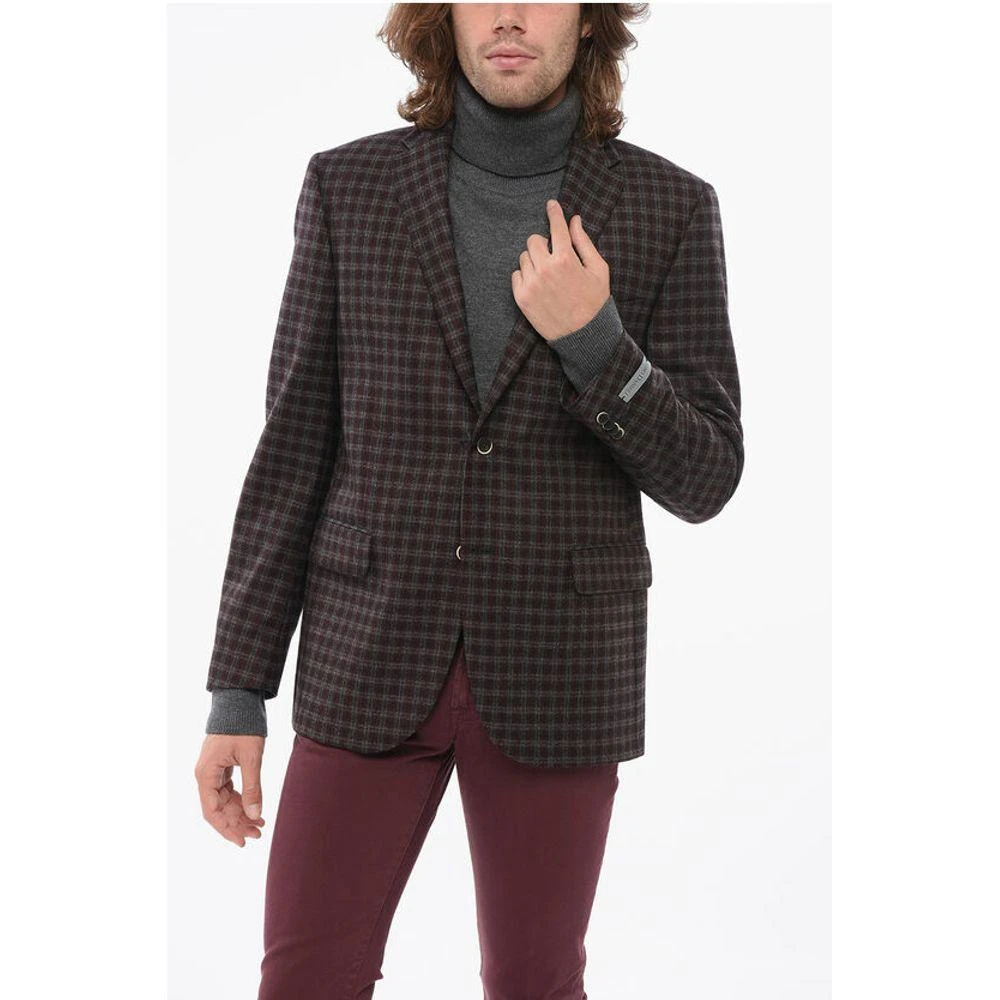 Corneliani CC Collection Virgin Wool Blazer with Check Men's Motif 1